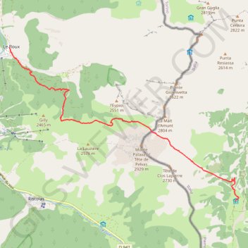 Itinéraire Le Roux > Rifugio W. Jervis (Via Alpina), distance, dénivelé, altitude, carte, profil, trace GPS