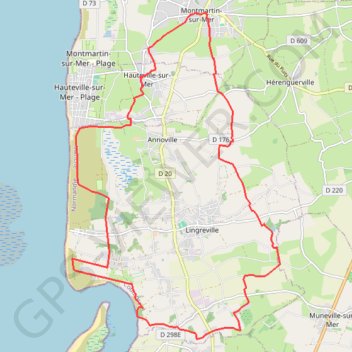 Itinéraire De Montmartin sur mer à la mer, distance, dénivelé, altitude, carte, profil, trace GPS