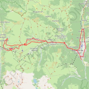 Itinéraire Luchon/PortdeL/Peyresourd/Loudervielle/Luchon, distance, dénivelé, altitude, carte, profil, trace GPS