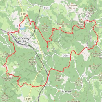 Itinéraire Autour de Saint-Sulpice-Laurière, distance, dénivelé, altitude, carte, profil, trace GPS