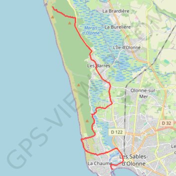 Itinéraire Des Sables-d'Olonne à Brem-sur-Mer, distance, dénivelé, altitude, carte, profil, trace GPS