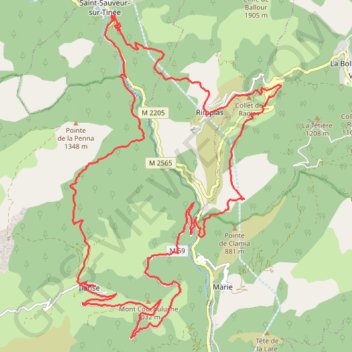 Itinéraire La bollinette Ilonse Rimplas, distance, dénivelé, altitude, carte, profil, trace GPS