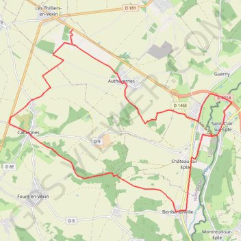 Itinéraire Randonnées dans l'epte, distance, dénivelé, altitude, carte, profil, trace GPS