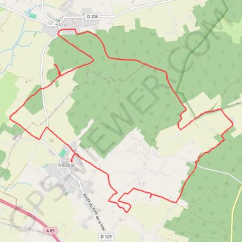 Itinéraire Neuillé Blou, distance, dénivelé, altitude, carte, profil, trace GPS