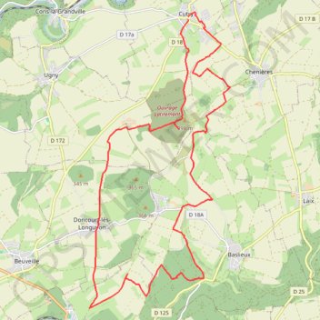Itinéraire Cutry, distance, dénivelé, altitude, carte, profil, trace GPS