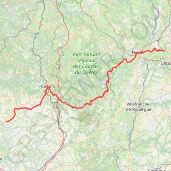 Itinéraire GR65 de Montredon à Montlauzun par Figeac et Cahors, distance, dénivelé, altitude, carte, profil, trace GPS