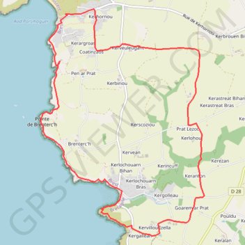 Itinéraire Plage d'Illien - Pointe de Brenterc'h, distance, dénivelé, altitude, carte, profil, trace GPS