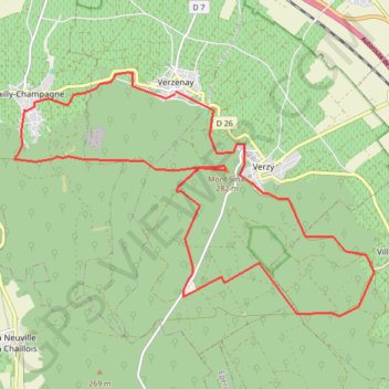 Itinéraire Les faux de verzy, distance, dénivelé, altitude, carte, profil, trace GPS