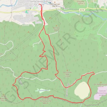 Itinéraire Sainte Anastasie plateau des Thémes, distance, dénivelé, altitude, carte, profil, trace GPS