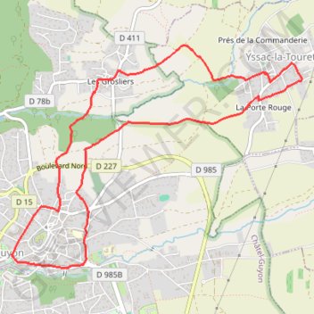Itinéraire Croix d'Yssac - Châtel-Guyon, distance, dénivelé, altitude, carte, profil, trace GPS