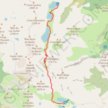 Itinéraire Vallée des merveilles, distance, dénivelé, altitude, carte, profil, trace GPS
