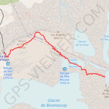 Itinéraire Mont Blanc J1, distance, dénivelé, altitude, carte, profil, trace GPS
