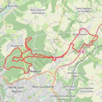 Itinéraire Forêt verte - Quincampoix, distance, dénivelé, altitude, carte, profil, trace GPS