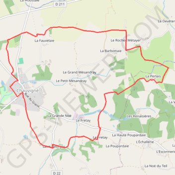 Itinéraire Chauvigné (circuit des rochers), distance, dénivelé, altitude, carte, profil, trace GPS