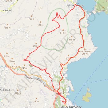 Itinéraire Άγιος/Οξά/Ελούντα - Wikiloc, distance, dénivelé, altitude, carte, profil, trace GPS