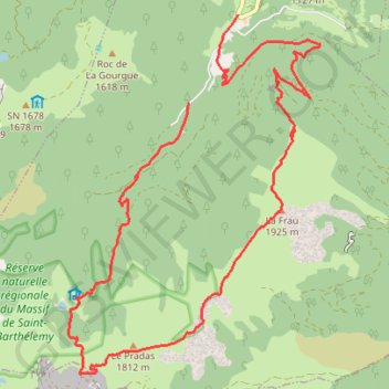 Itinéraire Montagne de la Frau, distance, dénivelé, altitude, carte, profil, trace GPS