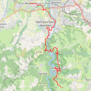 Itinéraire Itinéraire de 595 Rte de Boulain, 42230 Saint-Étienne, France à Bonson, 42160 Bonson, France, distance, dénivelé, altitude, carte, profil, trace GPS