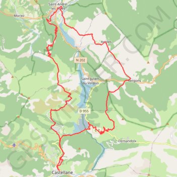 Itinéraire Le tour du Lac de Castillon, distance, dénivelé, altitude, carte, profil, trace GPS