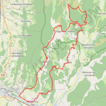 Itinéraire Boucle Crest - montagne de Lozeron, distance, dénivelé, altitude, carte, profil, trace GPS
