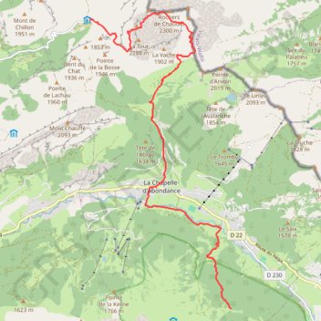 Itinéraire Les Cornettes de Bise - Les 4 Monts du Chablais, distance, dénivelé, altitude, carte, profil, trace GPS