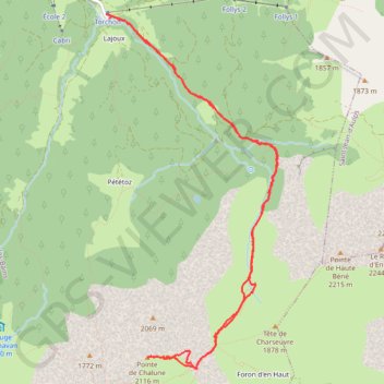 Itinéraire Pointe de Chalune, distance, dénivelé, altitude, carte, profil, trace GPS