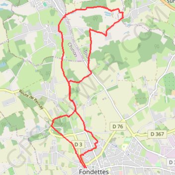 Itinéraire Fondettes-Saint-Roch-Pont-de-la-Planche, distance, dénivelé, altitude, carte, profil, trace GPS