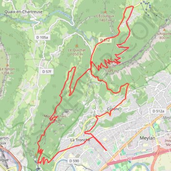 Itinéraire Saint Eynard, Rachais, Mont Jalla depuis Grenoble, distance, dénivelé, altitude, carte, profil, trace GPS