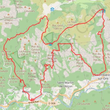 Itinéraire Trail du Caroux, distance, dénivelé, altitude, carte, profil, trace GPS