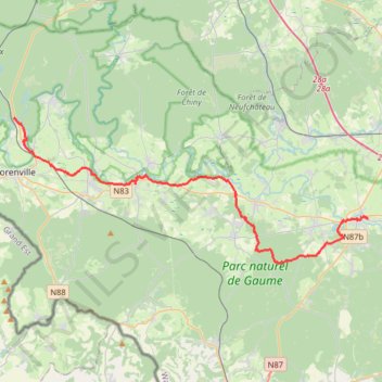 Itinéraire Etalle - Jamoigne - Lacuisine, distance, dénivelé, altitude, carte, profil, trace GPS