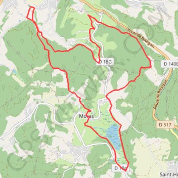 Itinéraire Villemoirieu lac de moras, distance, dénivelé, altitude, carte, profil, trace GPS