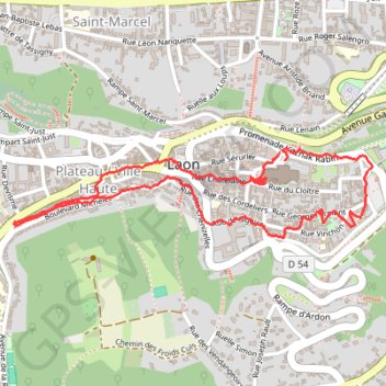 Itinéraire La ville haute de LAON, distance, dénivelé, altitude, carte, profil, trace GPS