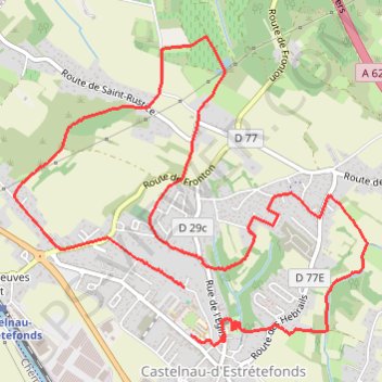 Itinéraire castelnau_9,5km, distance, dénivelé, altitude, carte, profil, trace GPS