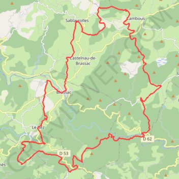 Itinéraire En Pays Brassagais - Les 5 cols, distance, dénivelé, altitude, carte, profil, trace GPS