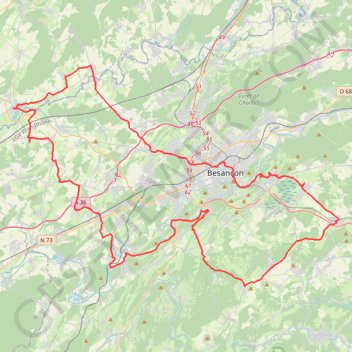 Itinéraire Entre Doubs et Ognon, distance, dénivelé, altitude, carte, profil, trace GPS