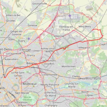 Itinéraire Canal de l'Ourcq, distance, dénivelé, altitude, carte, profil, trace GPS