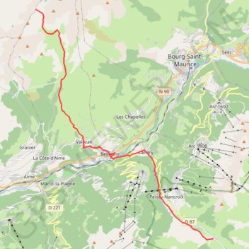 Itinéraire Traversée des alpes par le GR5, distance, dénivelé, altitude, carte, profil, trace GPS