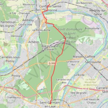Itinéraire De Saint Germain à Conflans, distance, dénivelé, altitude, carte, profil, trace GPS