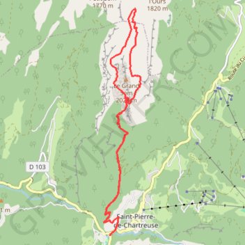 Itinéraire Chartreuse - 1200 - 15 - St Pierre GrandSom, distance, dénivelé, altitude, carte, profil, trace GPS