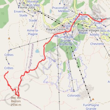 Itinéraire Roc du Bécoin, distance, dénivelé, altitude, carte, profil, trace GPS