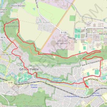 Itinéraire Randonnée marche nordique Bures, Saint Aubin Gif, distance, dénivelé, altitude, carte, profil, trace GPS