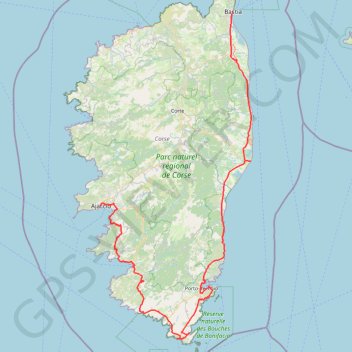 Itinéraire Ajaccio - Bastia par le sud, distance, dénivelé, altitude, carte, profil, trace GPS