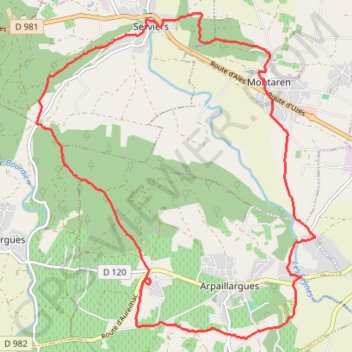 Itinéraire Montaren - Arpaillargues, distance, dénivelé, altitude, carte, profil, trace GPS