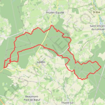 Itinéraire 21 mai 2022_(Bercé Pruillé complet), distance, dénivelé, altitude, carte, profil, trace GPS
