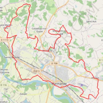 Itinéraire Circuit Terre de Garonne, distance, dénivelé, altitude, carte, profil, trace GPS