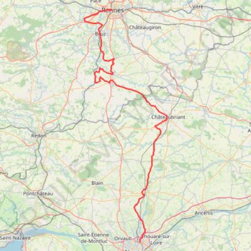 Itinéraire tracer rennes - nantes, distance, dénivelé, altitude, carte, profil, trace GPS