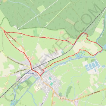 Itinéraire Sentier des Etoquies - Landrecies, distance, dénivelé, altitude, carte, profil, trace GPS