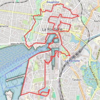 Itinéraire La Rochelle intra muros 13,87km, distance, dénivelé, altitude, carte, profil, trace GPS