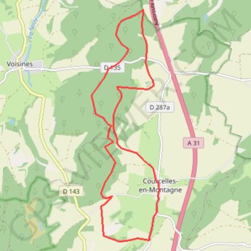 Itinéraire Courcelles en montagne Bois Lessus, distance, dénivelé, altitude, carte, profil, trace GPS