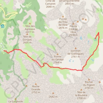 Itinéraire Ski de Rando - Estenc - Col de Gialorgues - Refuge de Gialorgues, distance, dénivelé, altitude, carte, profil, trace GPS