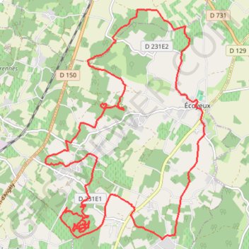 Itinéraire Bois autour d'Ecoyeux, distance, dénivelé, altitude, carte, profil, trace GPS
